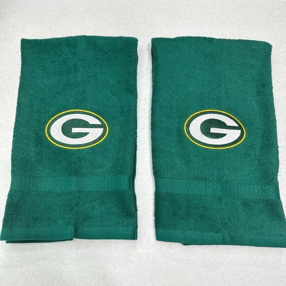 Green Bay Packers Towels Embroidered Hand Towel Set Green Gold Bathroom Decor - Picture 1 of 5